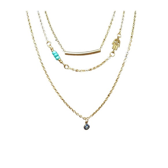 Layered evil Eye , Hamsa necklace. New - Picture 4 of 11